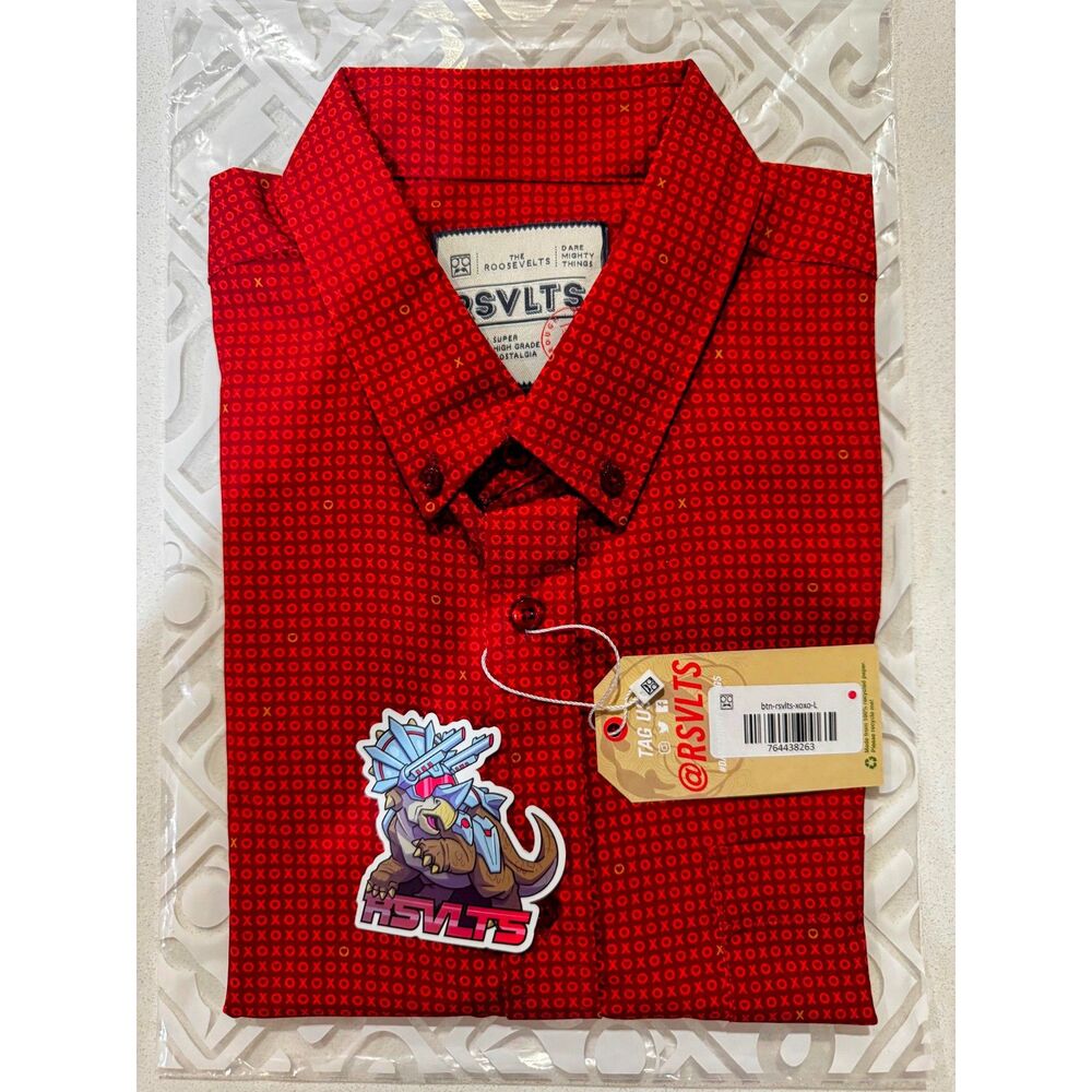 NWT RSVLTS Xoxo Kunuflex Shirt Large Button Down Valentines